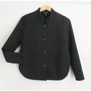 J Crew Tipped Twill Jacket in Black Navy Size 6